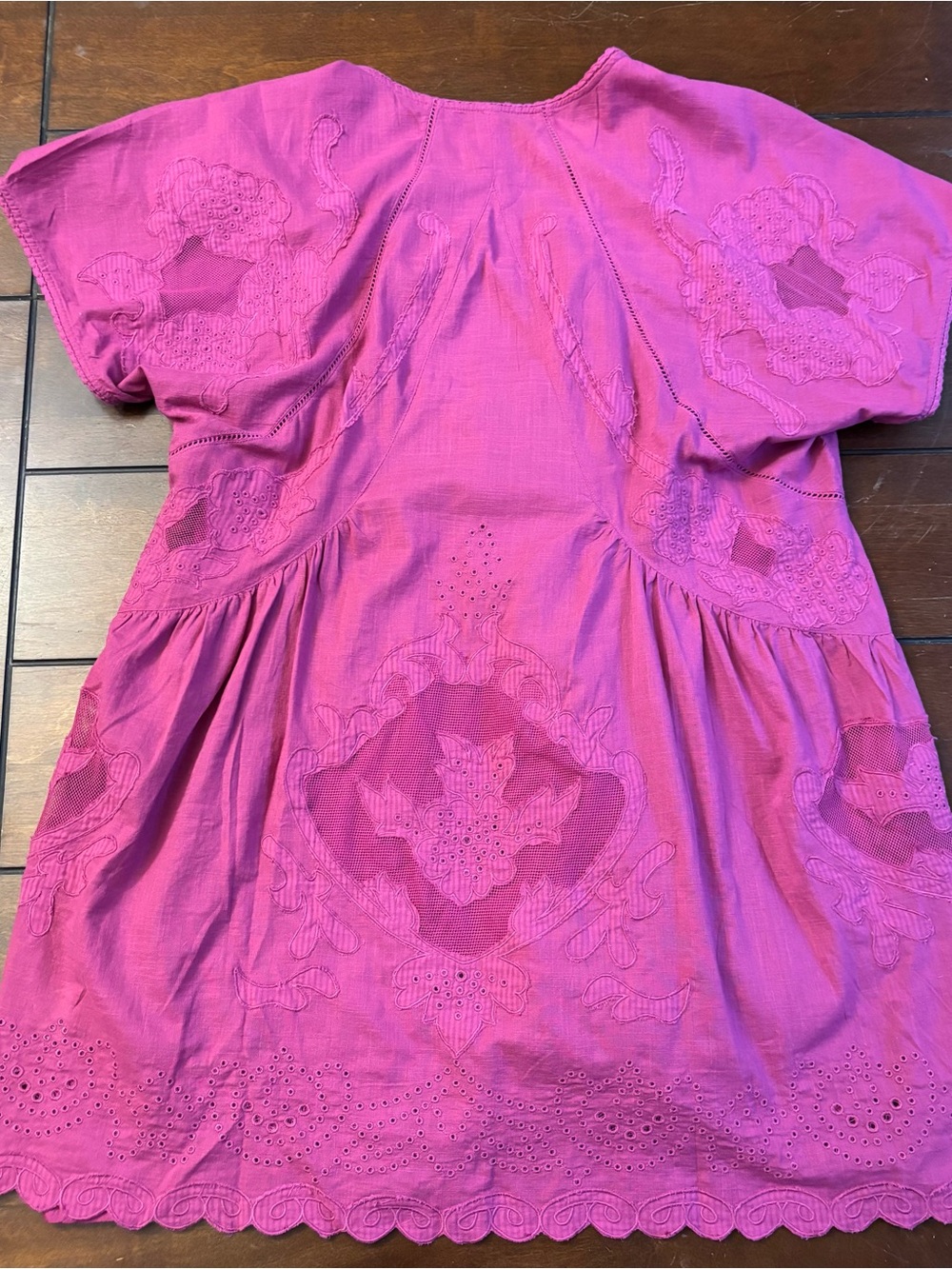 Free People Magenta Embroidered V-Neck Mini Dress - Picture 15 of 16